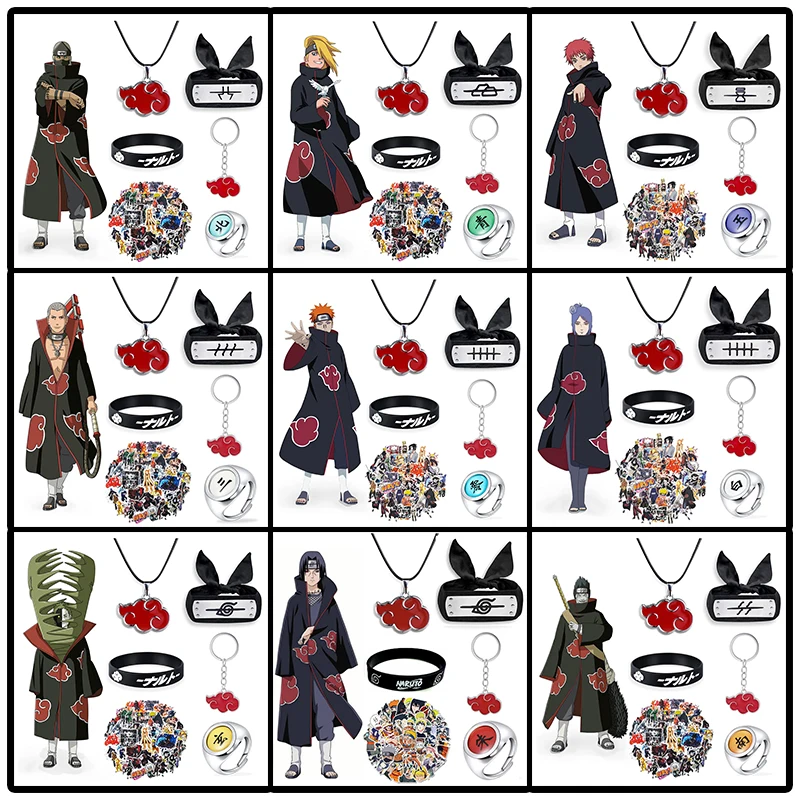 Аксессуары для косплея Акацуки из аниме Наруто кольцо ожерелье брелок повязка на