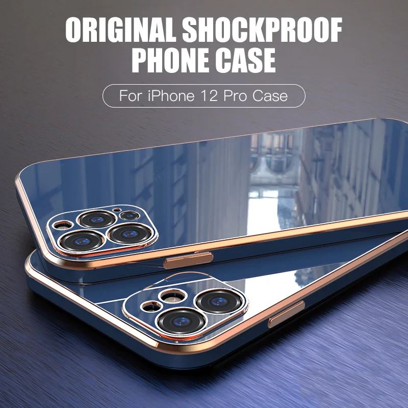 Роскошный квадратный глянцевый защитный чехол для iPhone 12 Pro Max 11 MiNi X XS XR 8 7 Plus SE 2020 |