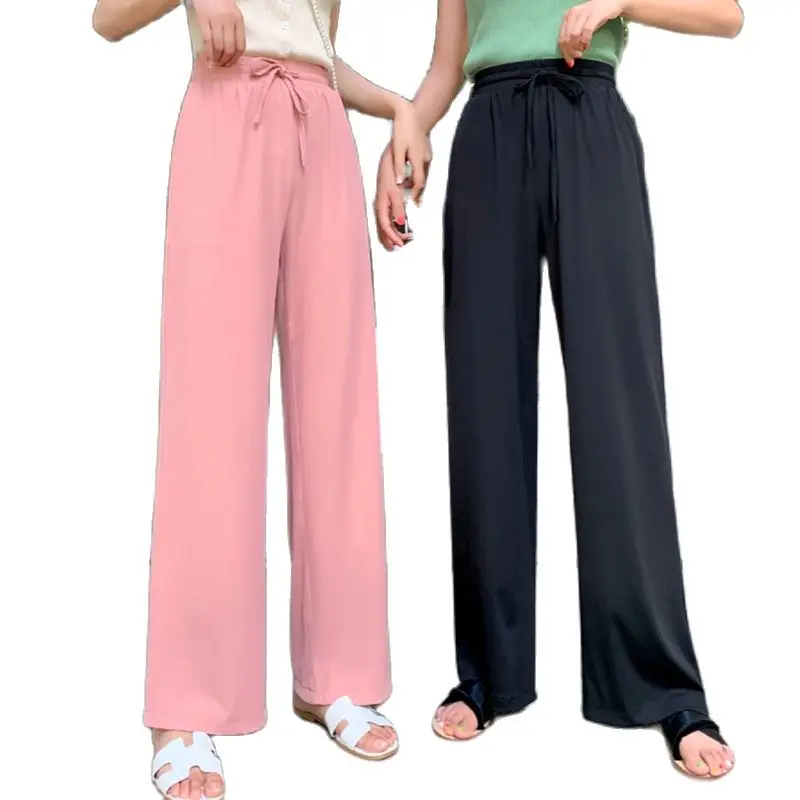 

Pantalones De Mujer Wide Leg Pants Women Plus Size Fashion Straight Long Pants High Waist Thin Casual Summer 2021 Trousers Woman