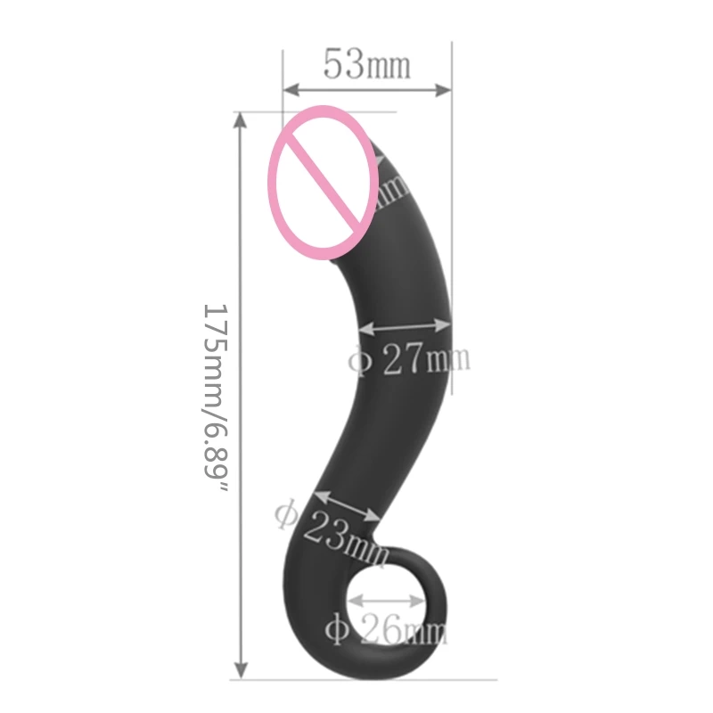 Силиконовый изогнутый фаллоимитатор анальная пробка с натяжным кольцом