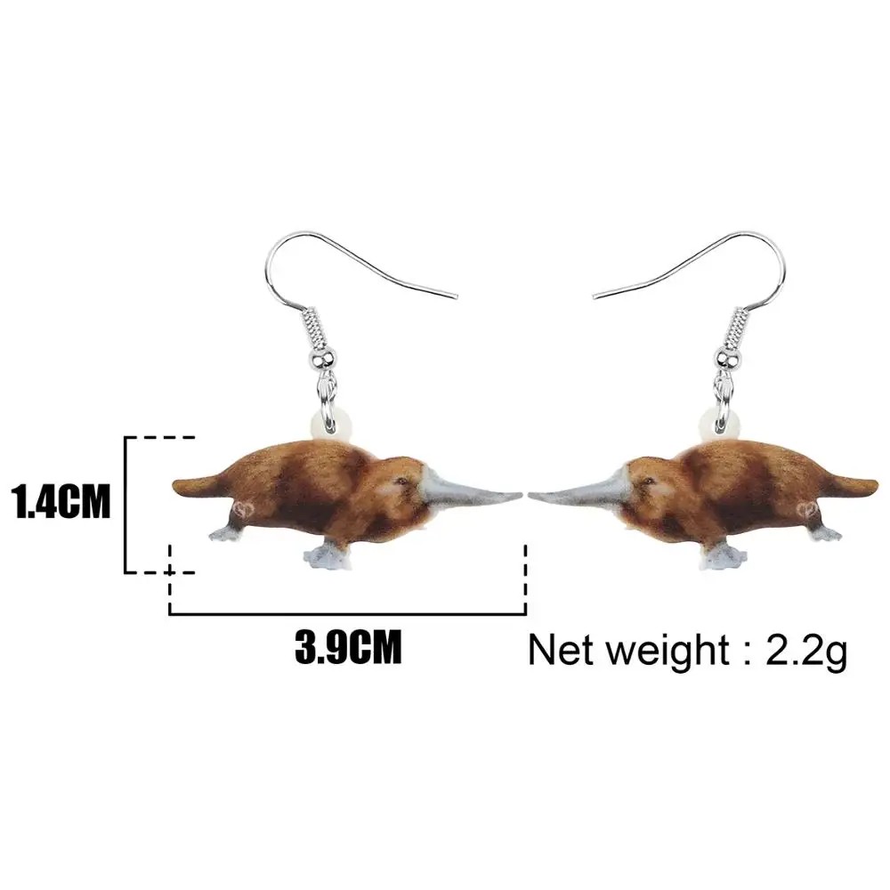 Висячие серьги Bonsny акриловые с австралийским утконосом в виде животных