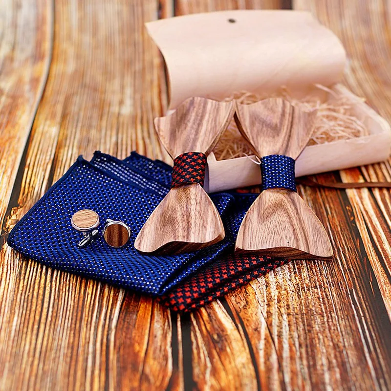 

Wooden Bow Tie Set And Handkerchief Necktie Cravate Homme Noeud Papillon Corbatas Hombre Pajarita Gift For Men