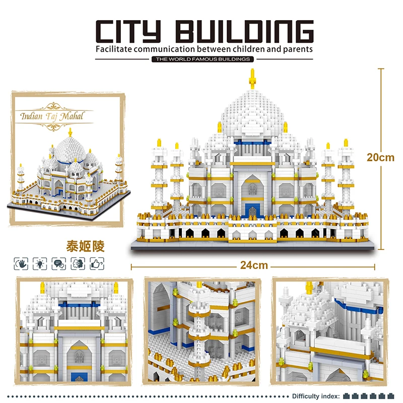 

4019pcs Toys for Kids Creator Mini Blocks World Famous Architecture Taj Mahal 3D Model Building Blocks Educational Bricks Gifts