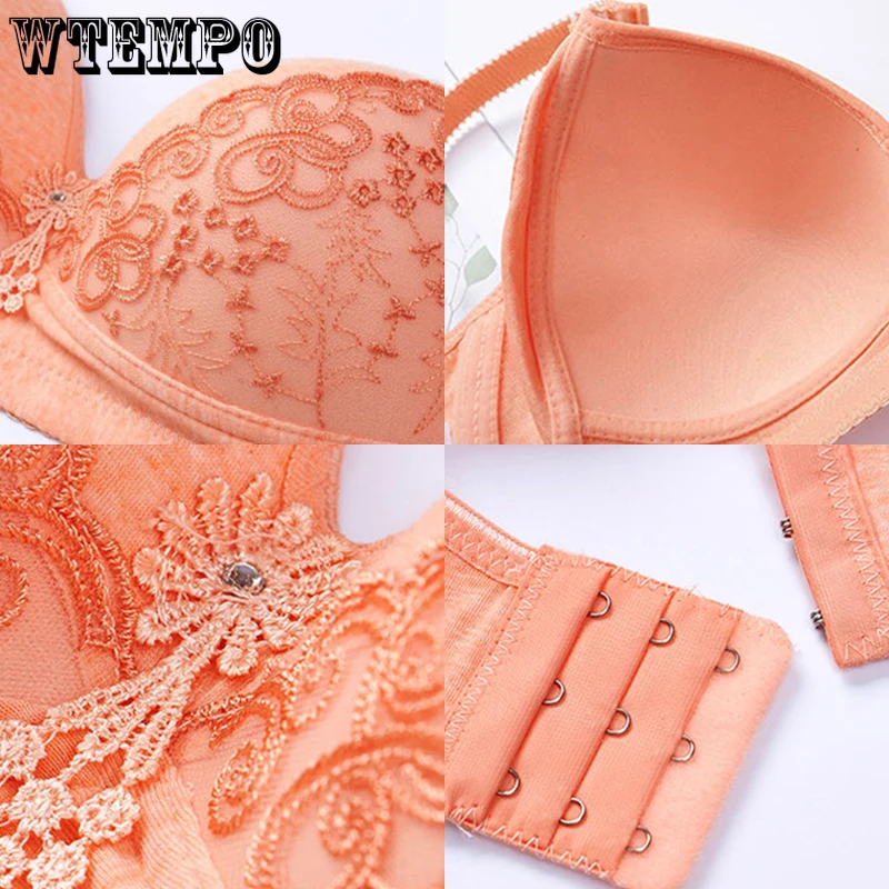 

Push Up Bras Women Sexy Lace Embroidery Floral Bra Seamless Underwear Plus Size Wireless Soft Bralette Large Brassiere 100C Cup