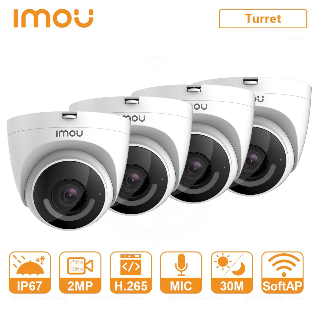 

IP-камера Imou Водонепроницаемая с поддержкой Wi-Fi и датчиком присутствия, 4 шт.
