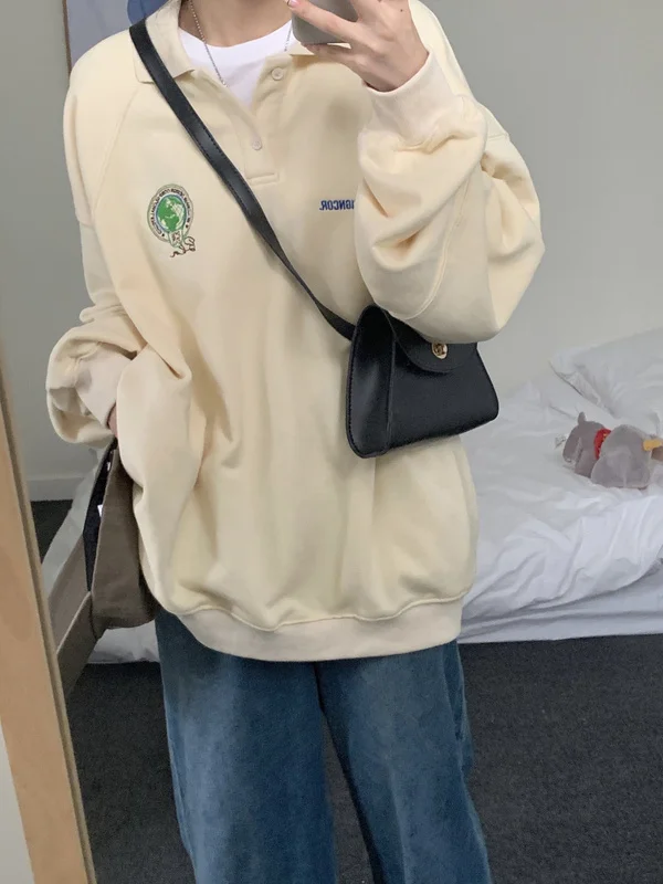 Американский свитер с воротником в стиле ретро | Женская одежда