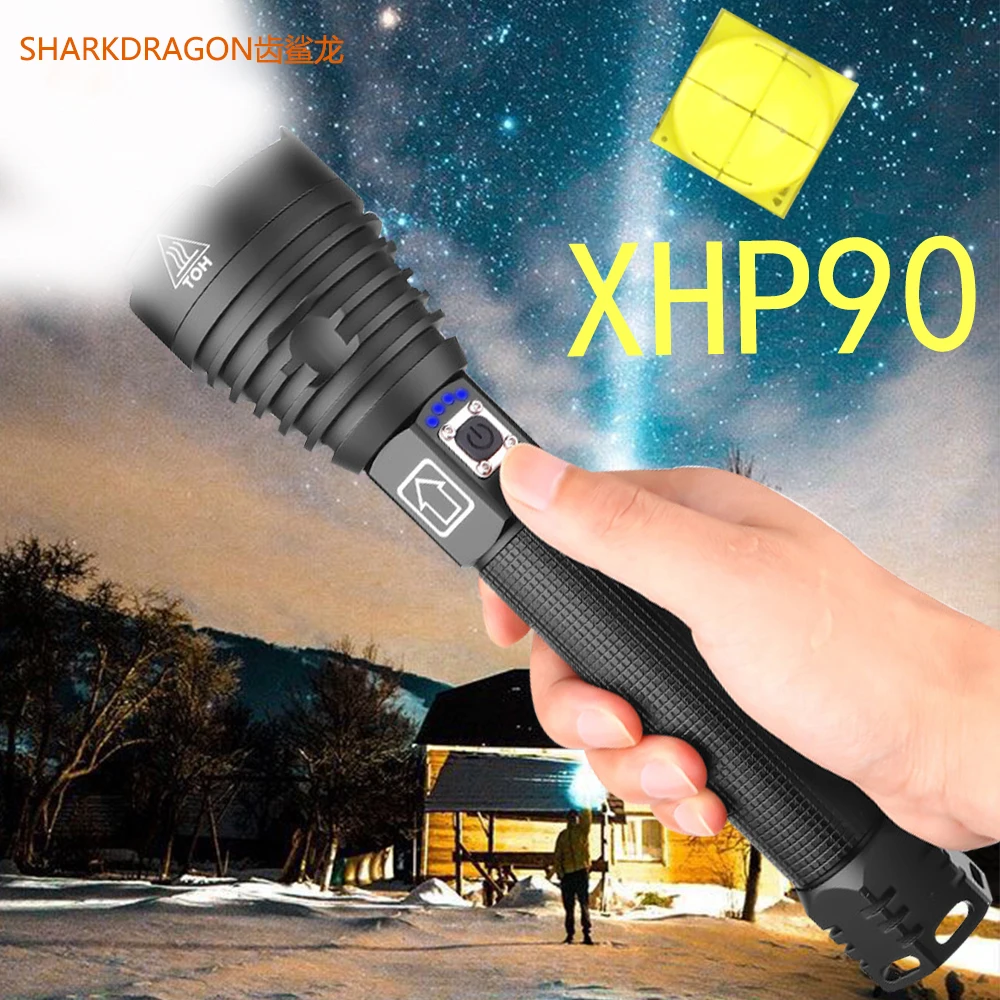 Фонарик xhp90 светодиодный повышенной яркости водонепроницаемый 18650 дюйма 26650