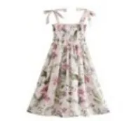 

2021 European and American summer new double-shoulder bowknot elastic printed suspender dress women skirt