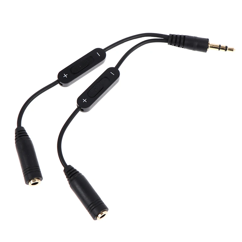 

1 in 2 Out 3.5mm Stereo Male to Double Mono 3.5 mm Female Audio Headphone Y Splitter Cable With Volume Switch Black