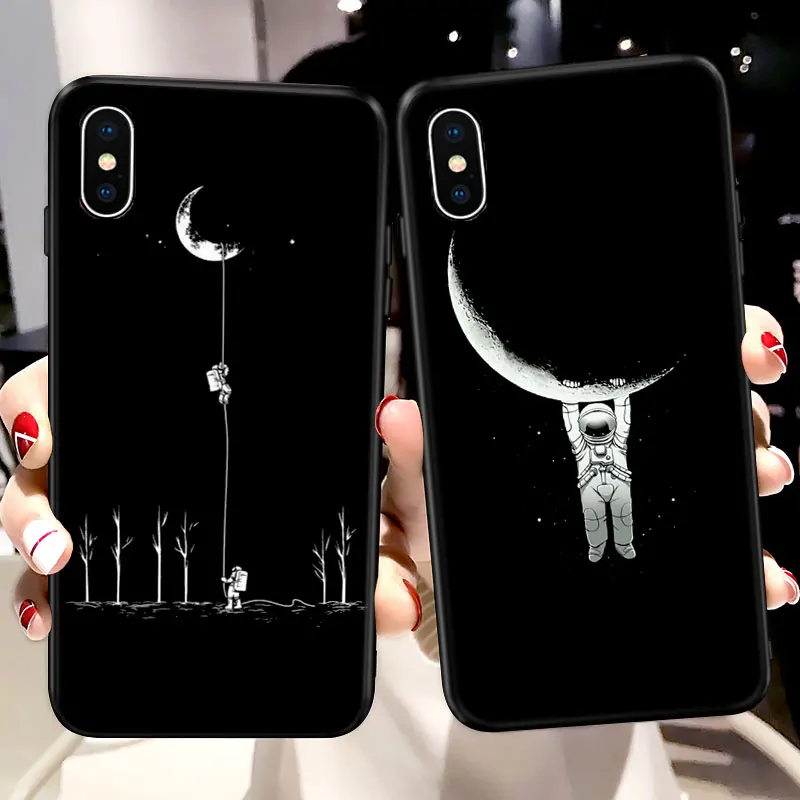 Астронавт подняться до Луны чехол для iPhone XS Max чехлы мобильного телефона из