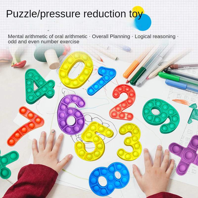 

Number Rainbow Bubble Silicone Toy Pop It Fidget Reliver Stress Push Antistress Adults Children Sensory Toys Relieve Autism