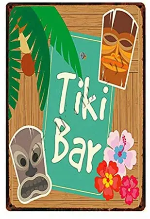 

Shabby Chic Tiki Bar Florida Beach Vintage Style Metal Sign Iron Painting for Indoor & Outdoor Home Bar Coffee Kitchen Wall