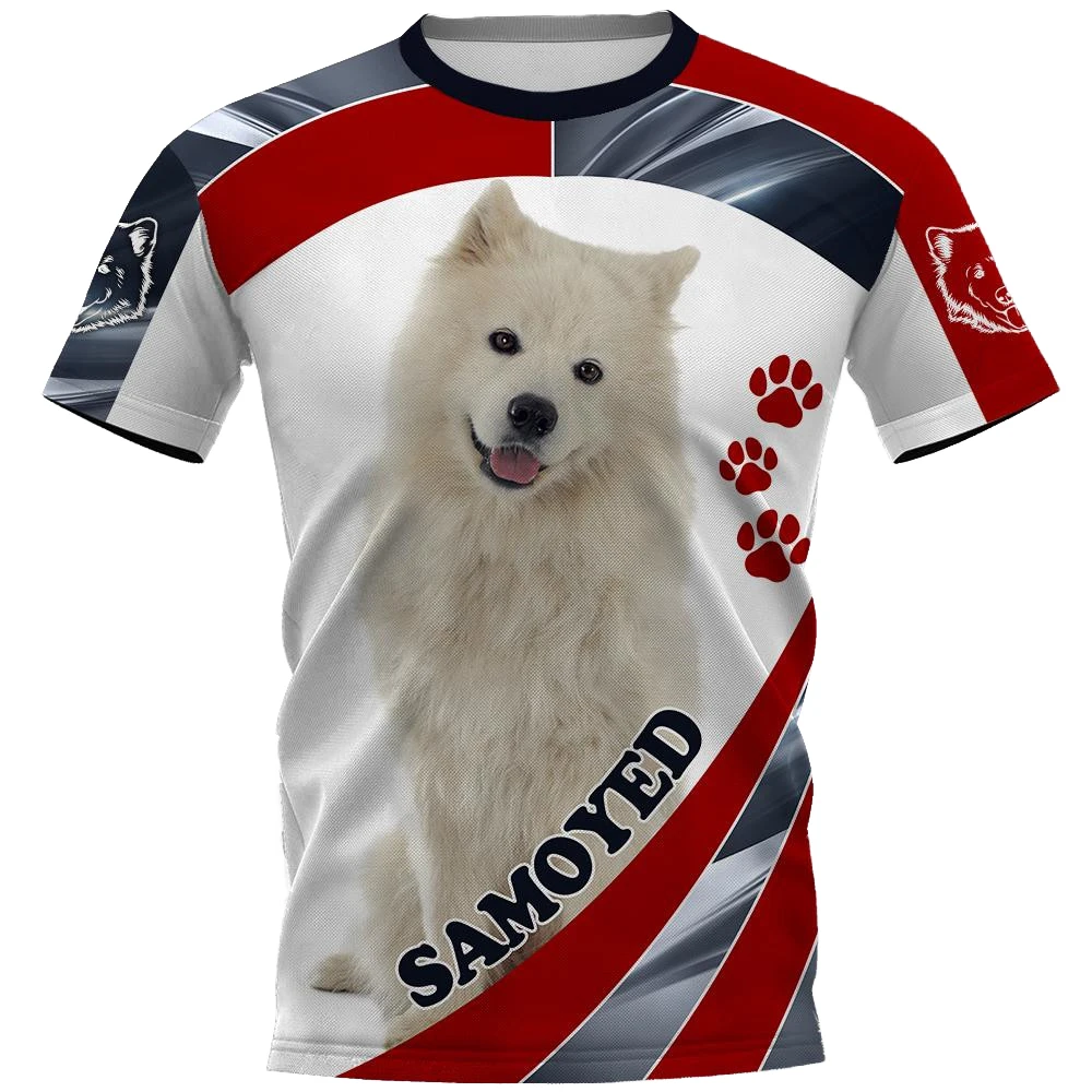 

CLOOCL Behind Great Man T-shirts 3D Graphic Animals Dogs Samoyed T-shirt Fashion Casual Pullovers Tops Harajuku Streetwear