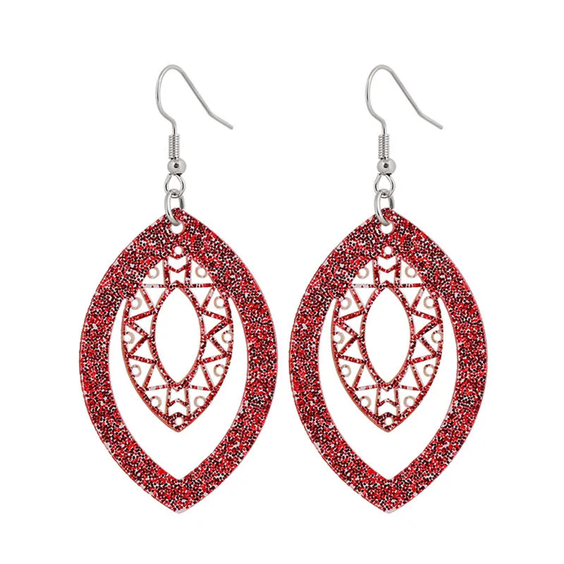 

E7449 ZWPON Geometric Acrylic Oval Earrings for Women Ethnic Cutout Evil Eye Earrings Acetate Glitter Earrings Jewelry Wholesale