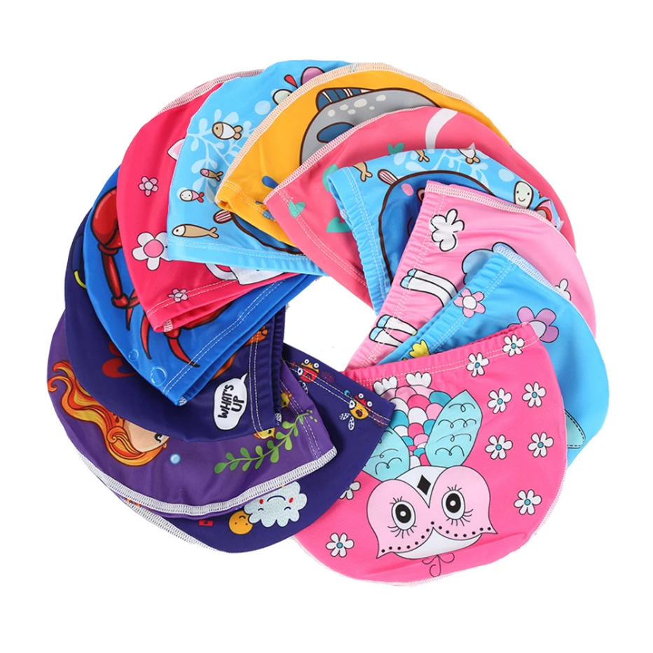 Шапка для плавания с мультяшными животными детская эластичная тканевая милая