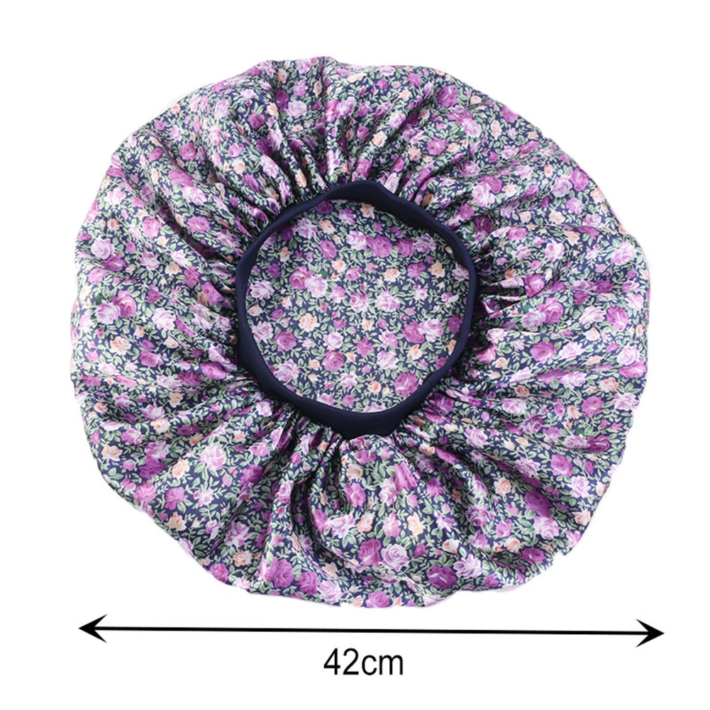 

Floral Women Slouchy Elastic Wide Band Large Hair Care Cap Night Sleep Bonnet