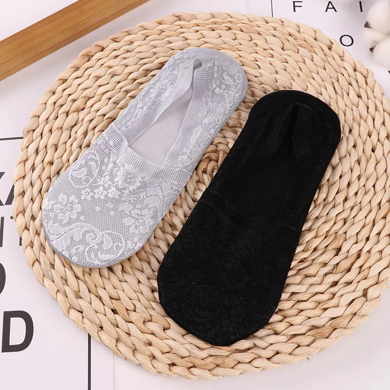 2 pairs as pic 1/2 пар модные женские носки для девочек летние носки Стиль кружевное платье с ц веточным рисунком короткие носки противоскользящ ие Невидимый лодыжки носки с принтом носки-Тапочки - Цвет: 2 pairs as pic