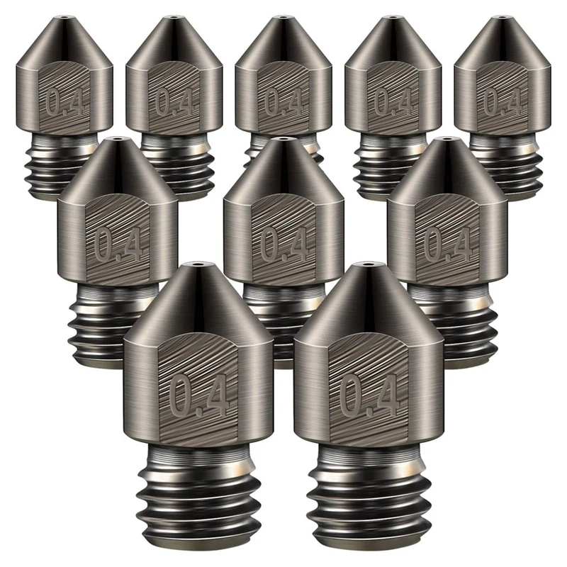 

10PCS 3D Printer Extruder Nozzle Mk8 Hardened Steel Nozzle 0.4Mm Nozzle Full Metal Hot End For Ender3 3D Printers