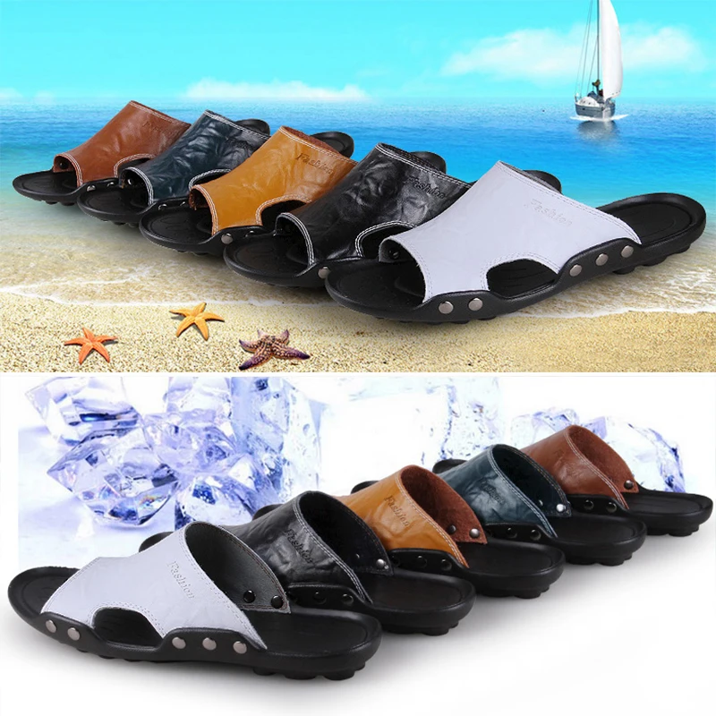 Шлепанцы ZPCAILT мужские летние однотонные повседневные пляжные тапочки из