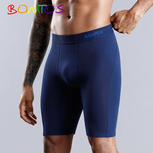 B7 Dark Blue BONITOS, Длинные боксеры, шорты, трусы, мужское нижнее белье, мужские боксеры, мужское нижнее белье, натуральный хлопок, удобные, мягкие, Топ бренд, высокое качество - Color: B7 Dark Blue