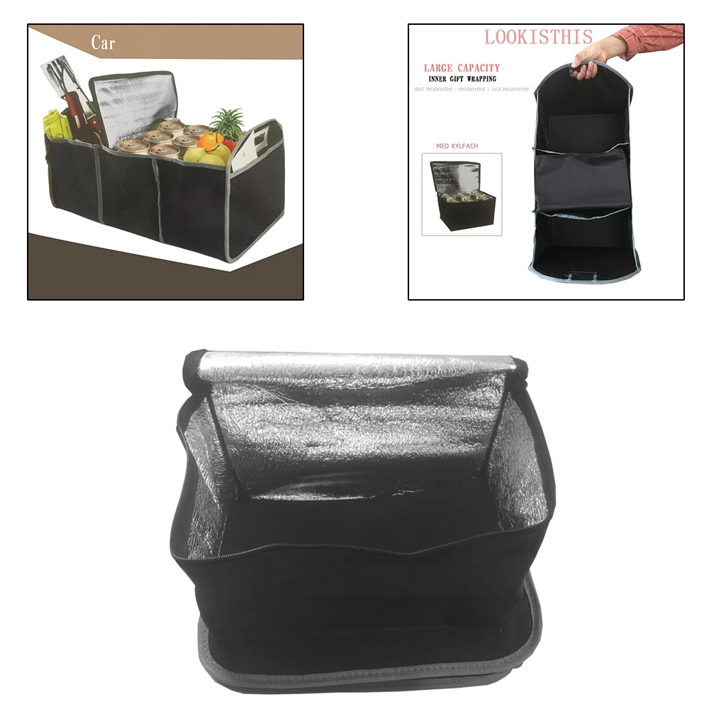 

Collapsible Car Boot Organiser with Thermal Cooler Bag Trunk Storage Pocket for Car, SUV, Truck, Van, Boat, Yacht