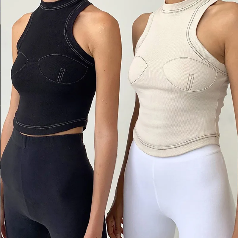 MONMOIRA 2019 новинка круглый вырез обтягивающие эластичные Жилет Топы Для женщин Хай