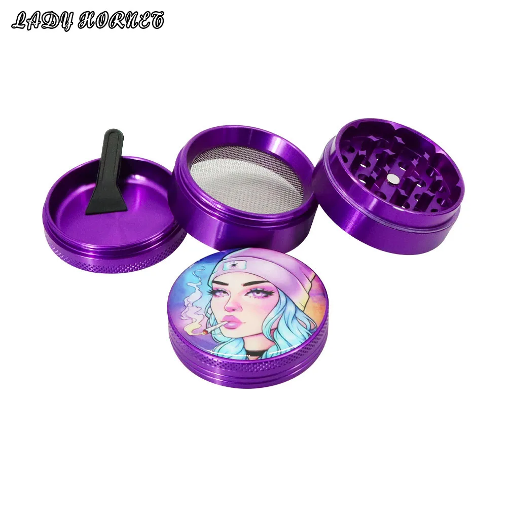 

LADY HORNET Metal Tobacco Grinder 50MM 4 Layers Sexy Women Patterns Aluminum Grinders Herb Crusher Smoking Accessories