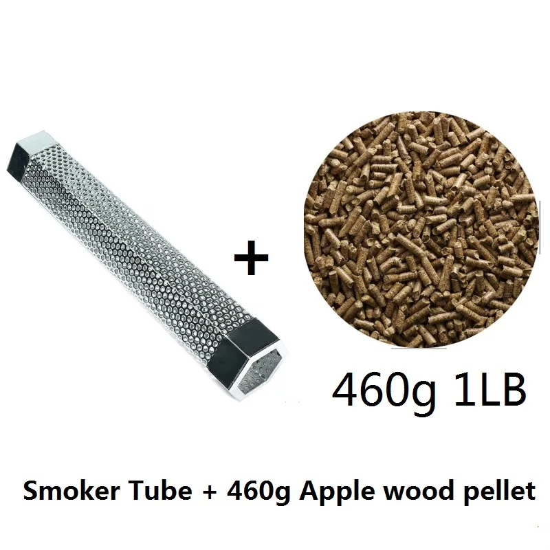 Smoker tube pellet 1" Шестигранная курильница из нержавеющей стали трубка дым яблоко деревянные гранулы чипсы для горячего холодного курения барбекю гриль вкус мясо сыр - Цвет: Smoker tube pellet