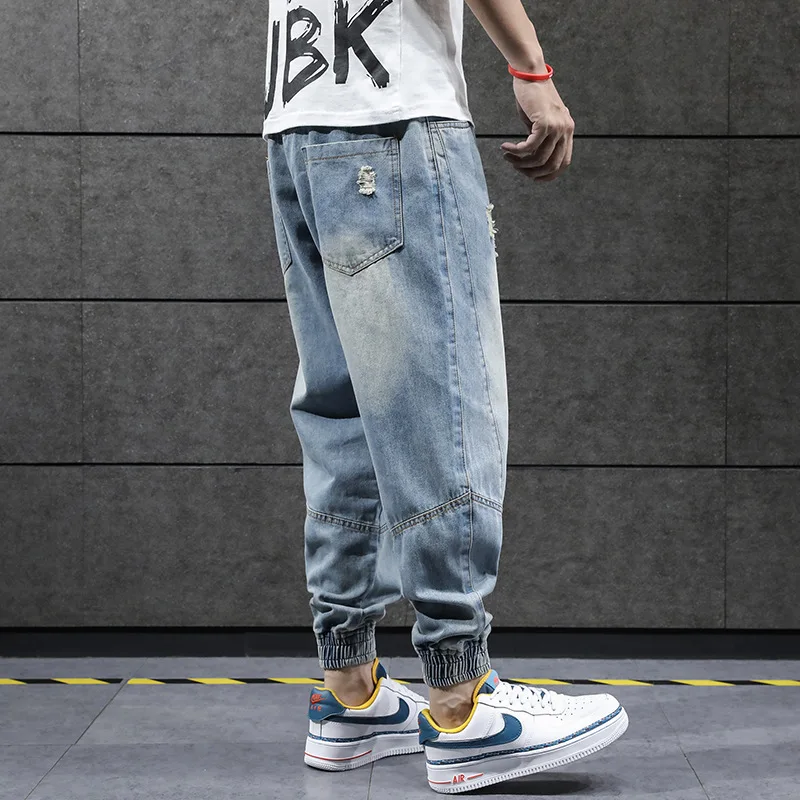 

Harlan Jeans Trousers 2021 Spring New Hip-hop Men's Loose Jogging Pants Casual Pants Streetwear Men's Clothing Patchwork Jeans