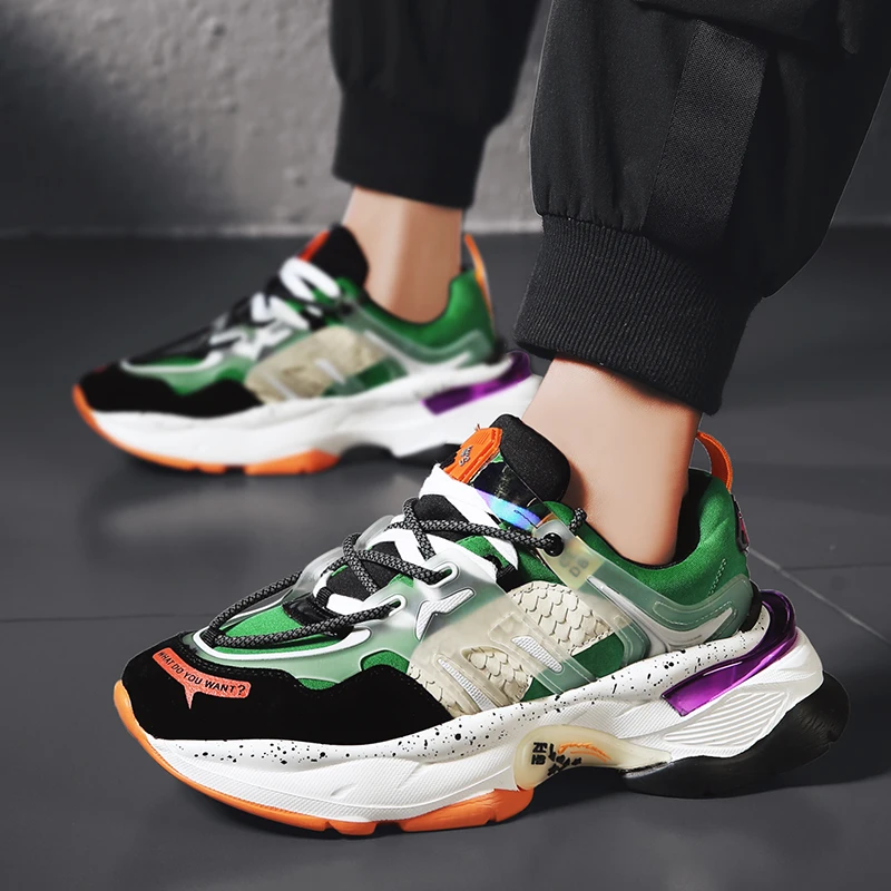 Кроссовки мужские на платформе массивные дышащие для бега Уличная обувь