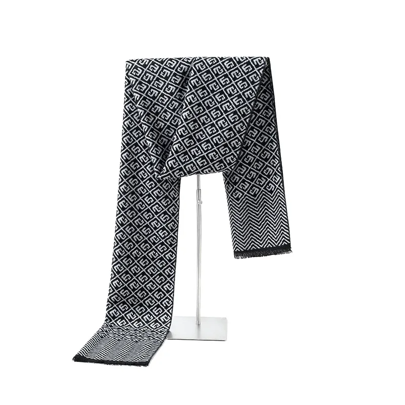 

Роскошный классический брендовый дизайнерский зимний шарф, повседневные деловые шейные мужские кашемировые шарфы, Мужская теплая хлопковая шаль с надписью, палантин