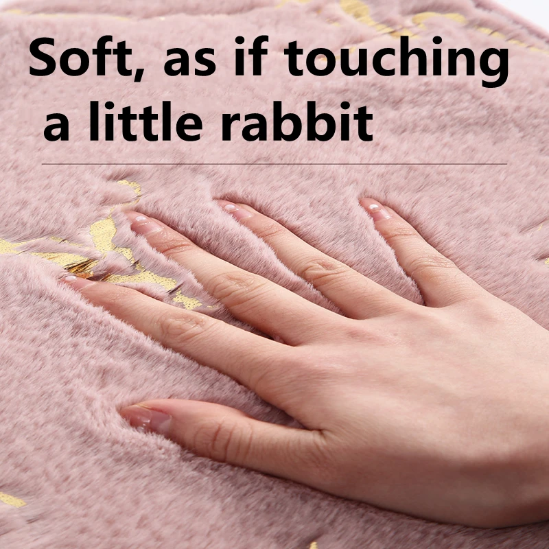 

Non-Slip Bathroom Mats Absorbent Faux Fur Rabbit Bathroom Shower Curtain Set Bath Mats Floor Door Rugs Protective Floor Mat