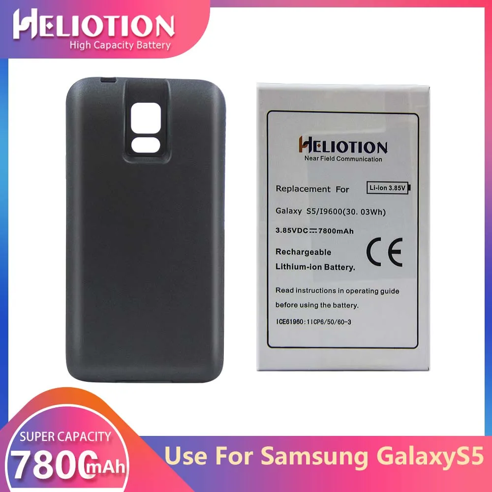 

Samsung Galaxy S5 Battery 7800mAh Replacement Battery For Samsung G9006V G9008V G9009D G9008W G900 EB-BG900BBC With Black Case