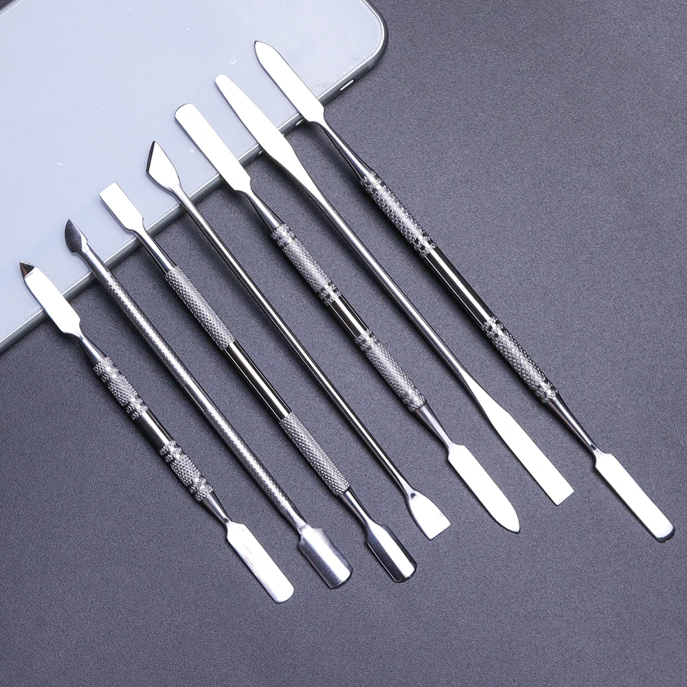 

1pcs Double-end Silver Cuticle Remover Stainless Steel Finger Dead Skin Cut Manicure Stirring Rods Nail Art Pusher Tool CH01-16