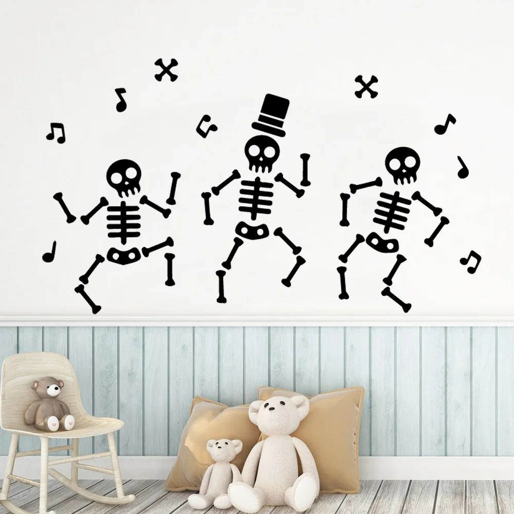 Съемные танцевальные черепа настенные художественные Декорации Наклейки На