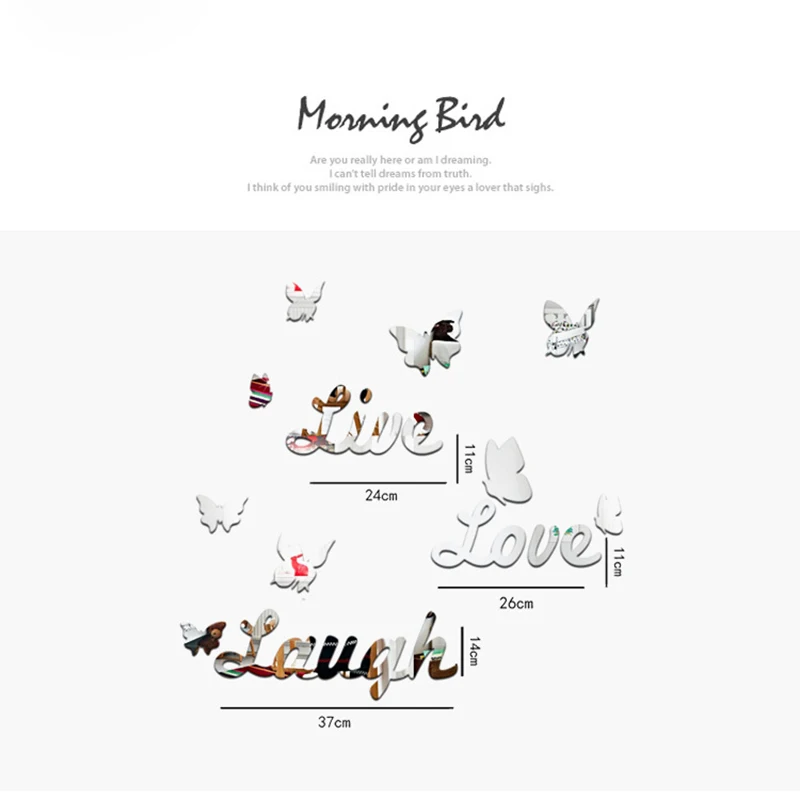 Акриловые DIY декоративные зеркальные настенные наклейки бабочки экологически