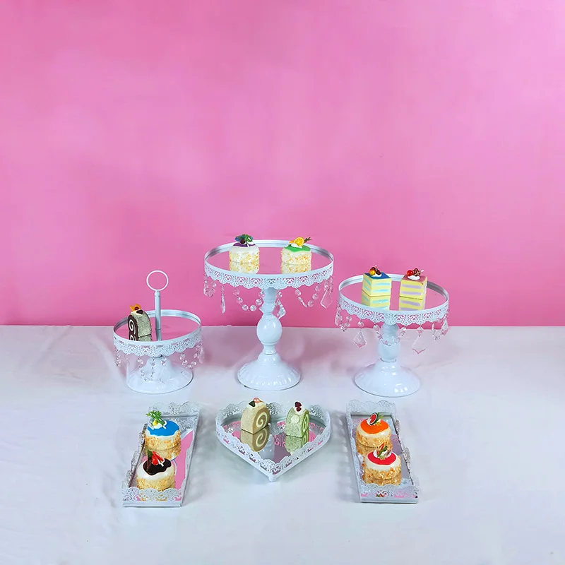 6pcs white Белые подставки от кашля, свадебные подставки для кексов, набор стеклянных купольных хрустальных конфет, украшения, инструменты для выпечки от кашля, Набор 4-18 штук - Цвет: 6pcs white