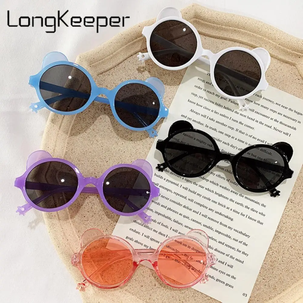 

LongKeeper Round Kids Sunglasses Girls Boys 2021 Cute Bear Shaped Sun Glasses Baby Shades Eyewear Children UV400 Oculos De Sol