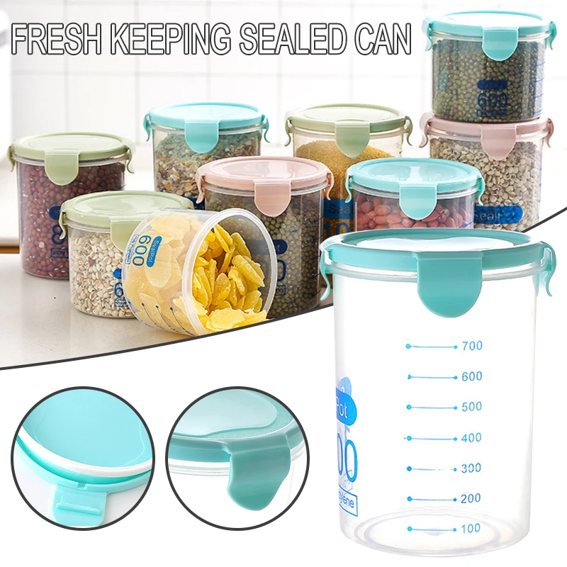 

Plastic Airtight Food Container Sealing Storage Canister With Lid Cereal Seasoning Jar Sealed Flour Tank Kitchen Supply Bottles