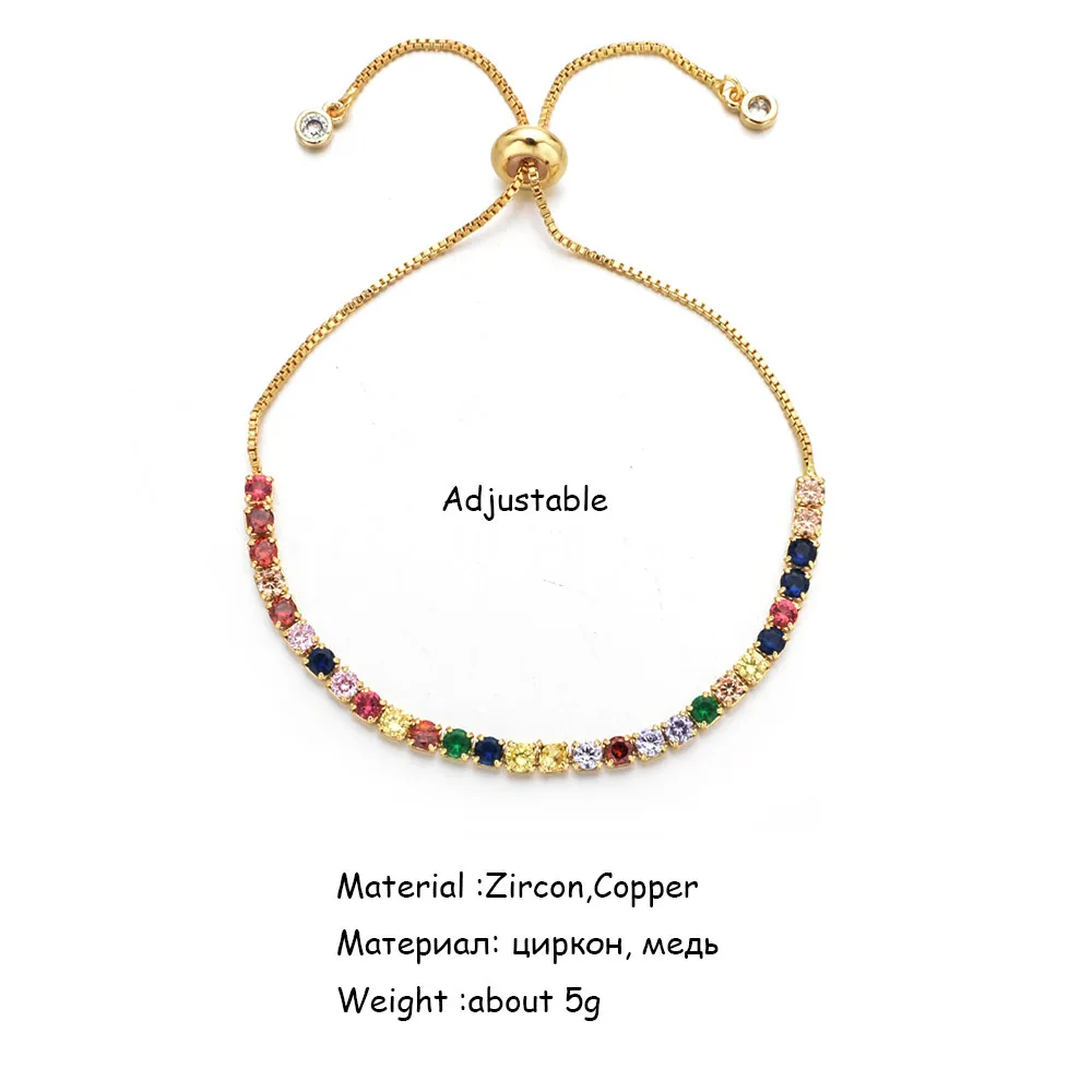 Роскошные Цветные Красочные AAA кубического циркония очаровательные браслеты для