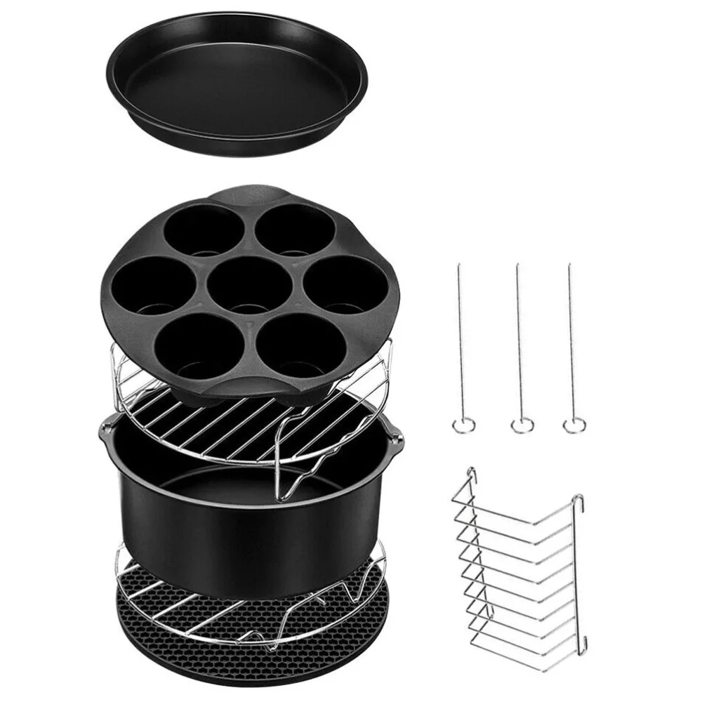 

1 Набор практичных инструментов для фритюрницы, стойка для сковороды, набор лотков для пиццы (черный)