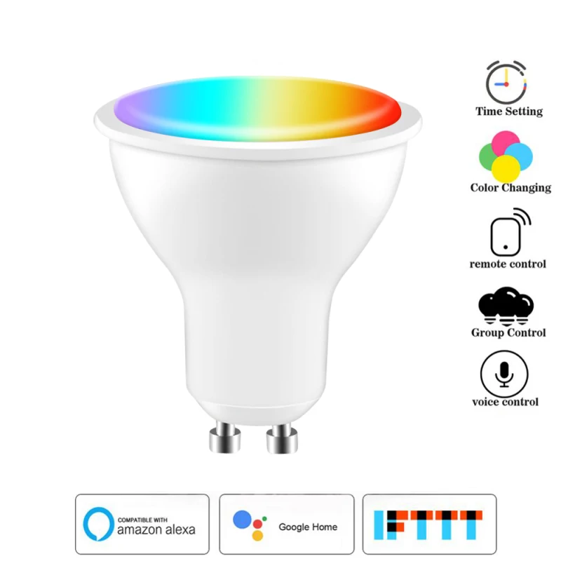 

Wifi Smart Gu10 LED Light Bulb Spotlight tuya/smart life APP 4W RGBCW Voice Control Work with Alexa Google Home