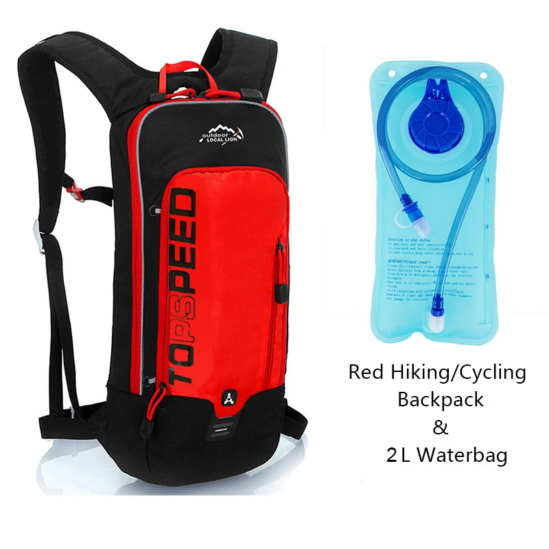 red and 2L waterbag Рюкзак для бега на открытом воздухе, велосипедный рюкзак с 2 л пузырьком, сумка для воды, спортивный рюкзак для кемпинга, пешего туризма, гидратационный рюкзак для бега, велосипедный рюкзак - Цвет: red and 2L waterbag