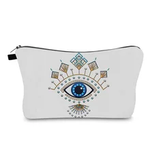 Neceser de viaje con diseño de ojo malvado para mujer, bolsa de viaje, organizador de cosméticos, impermeable, color azul turco, 1 unidad