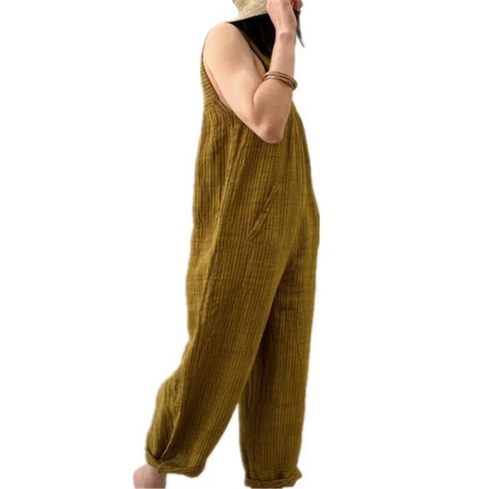 

Women Baggy Corduroy Jumpsuit Romper Casual Loose Wide Leg One-Piece Playsuit