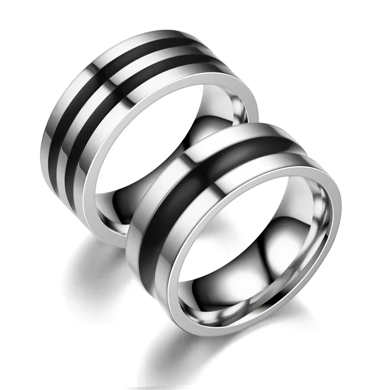 

Bxzyrt 2021 New Charm Black Groove Stainless Steel Rings Couple Jewelry Women Men Polished Wedding Band Ring Valentine Gifts