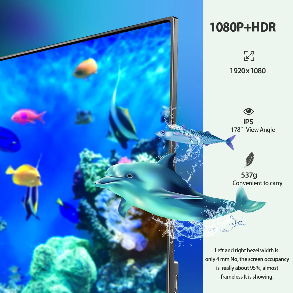 uperfect portable monitor 13 3 ips screen lcd usb type c 1080p gameing display for raspberry pie ps4 laptop phone xbox switch free global shipping