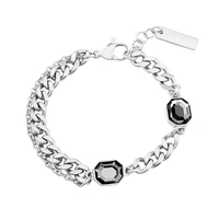 fashion bangles stainless steel exquisite double chain crystal lovers bracelets as a gift to admirers