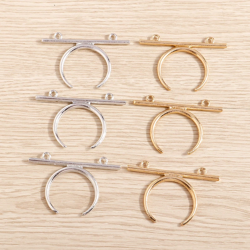 

5pcs 32*48mm Alloy Gold Color Semicircle Crescen Moon Charms Connectors Fit Original Necklaces Accessories Jewelry DIY
