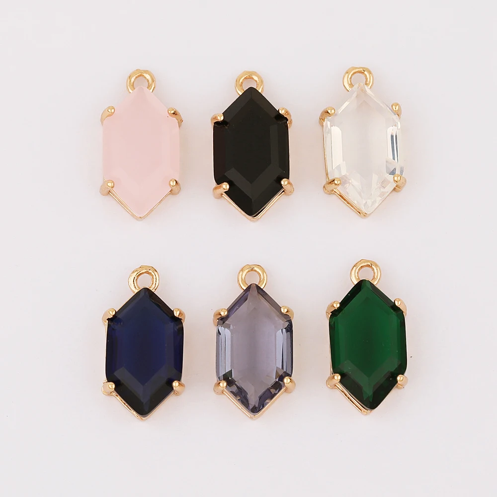 

40 шт., подвески с фианитами, 9 х17 мм